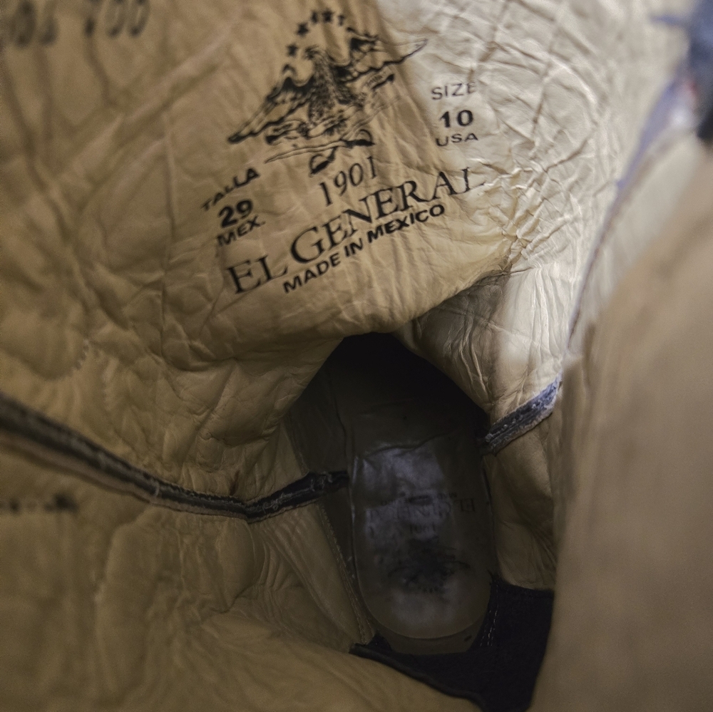 El General 1901 Lizard Print Point Toe Western Cowboy Black Boots GUC Size: 10 - Picture 3 of 15